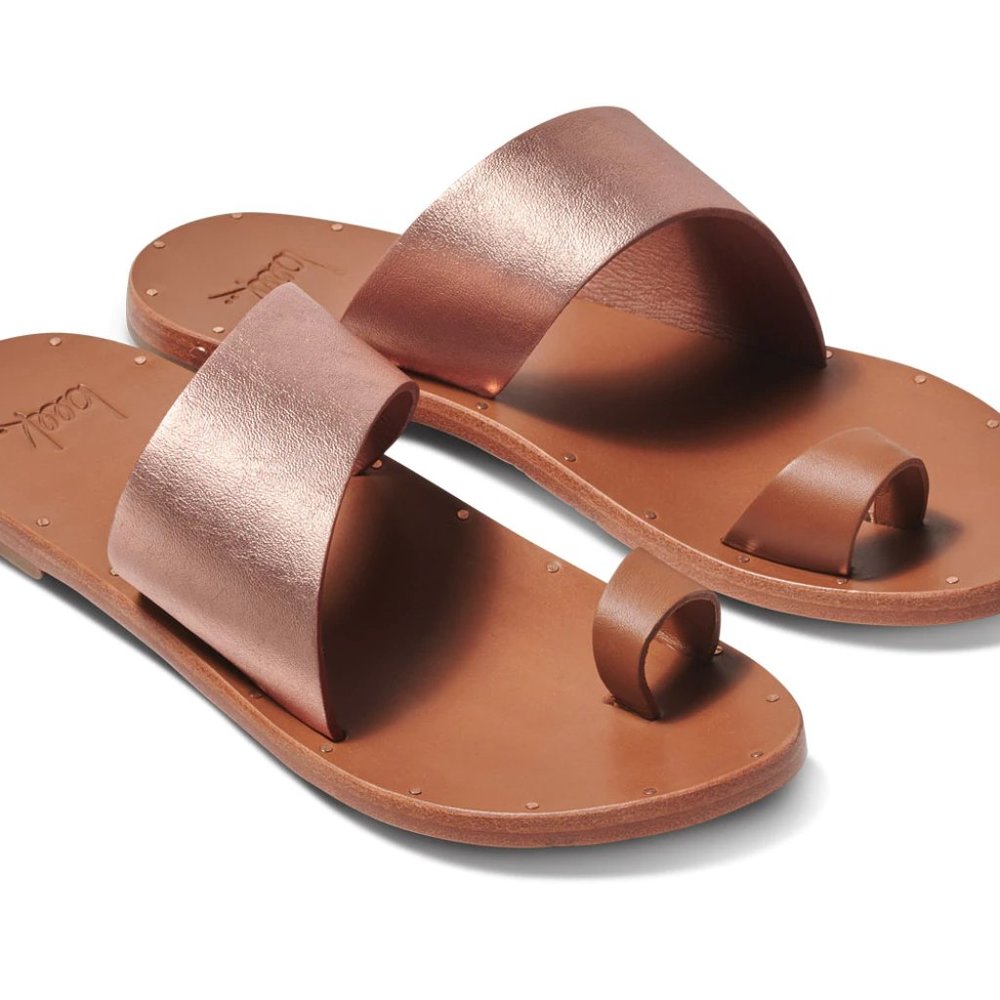 BEEK Finch Leather Toe Ring Sandal - Rose Gold/Tan - 6 NIB New In Box & Shoebag